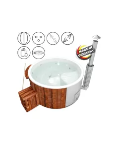 Holzklusiv Hot Tub Saphir 200 Thermoholz Spa Deluxe CleanUV Wanne Weiß