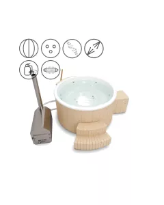 Holzklusiv Hot Tub JADE 180 Fichte Spa Deluxe CleanUV Wanne Weiß