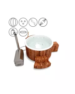 Holzklusiv Hot Tub JADE 180 Thermoholz Spa Deluxe CleanUV Wanne Weiß