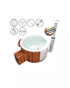 Holzklusiv Hot Tub Saphir 180 Thermoholz Spa Deluxe CleanUV Wanne Weiß