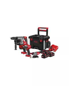 Milwaukee Aktionsset 1x M18FPD2, 1x M18FHX, 1x M18FMTIW2F12, 1x M18FSAG125X, 1x Packout-Trolley, 3x M18 HB5.5, 1x M12-18FC