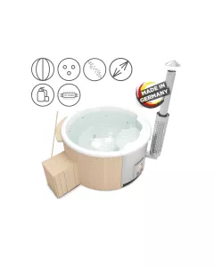 Holzklusiv Hot Tub Saphir 180 Fichte Spa Deluxe Clean UV Wanne Weiß