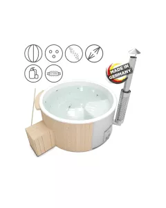 Holzklusiv Hot Tub Saphir 200 Fichte Spa Deluxe CleanUV Wanne Weiß