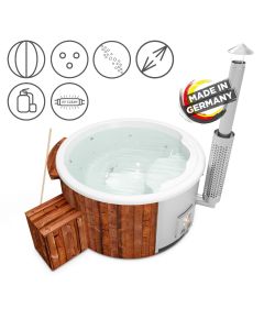 Holzklusiv Hot Tub Saphir 180 Thermoholz Spa Deluxe CleanUV Wanne Weiß