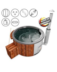 Holzklusiv Hot Tub Saphir 180  Thermoholz Spa Deluxe CleanUV Wanne Anthrazit