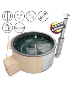 Holzklusiv Hot Tub Saphir 200 Fichte Spa Deluxe CleanUV Wanne Anthrazit